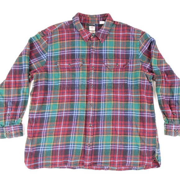 Levi's Plaid Flannel Shirt Men's XL 100% Cotton Tartan Buffalo Lumberjack - Picture 1 of 11